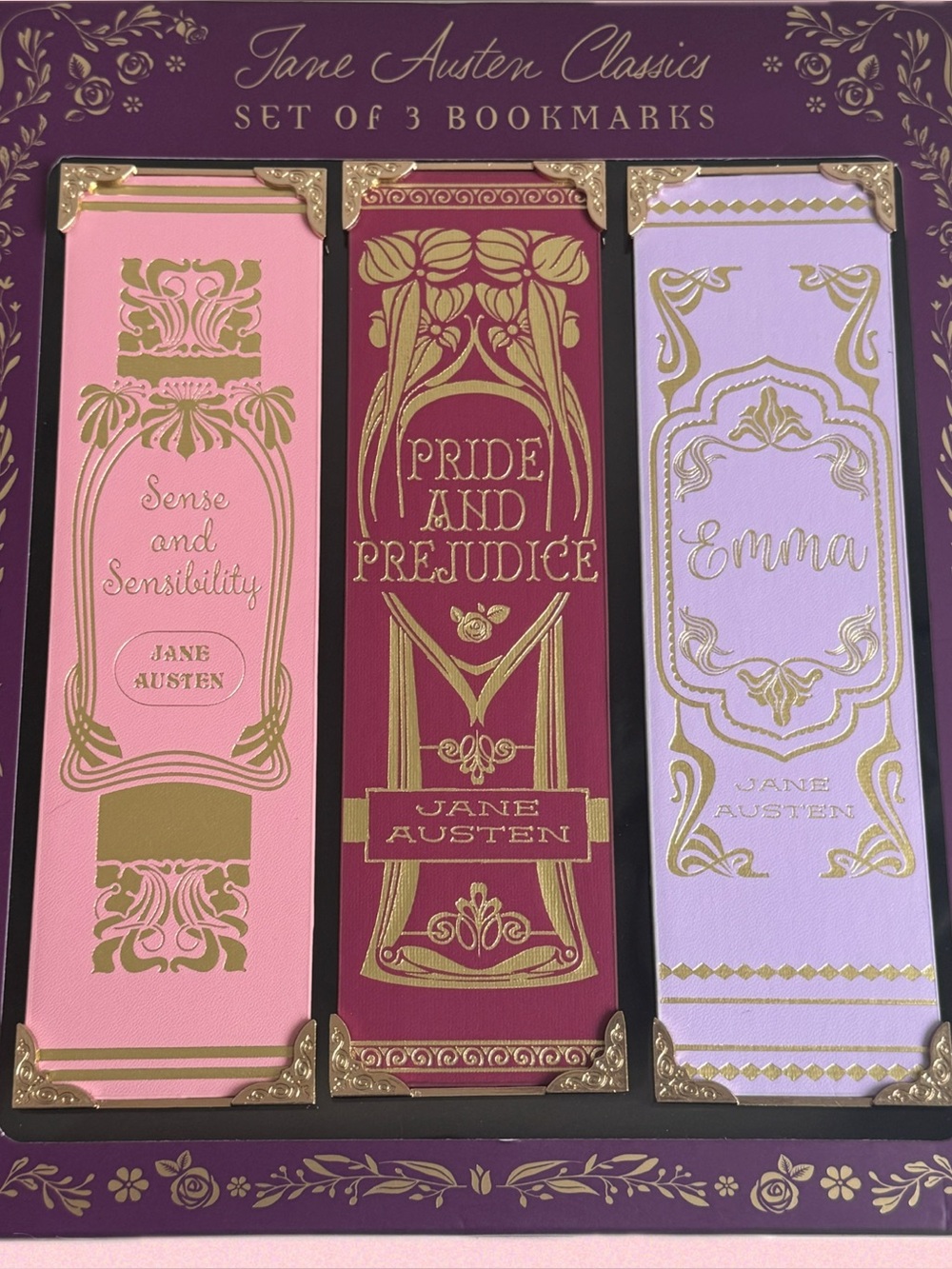 Jane Austen Classics Bookmark Trio Set for Book Lovers Club Gift Set